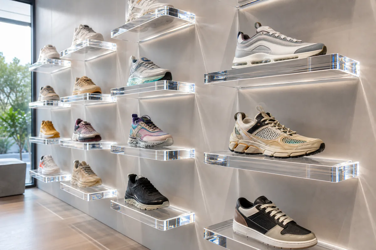 Sneaker & Streetwear Boutiques — typical acrylic shoe display use case