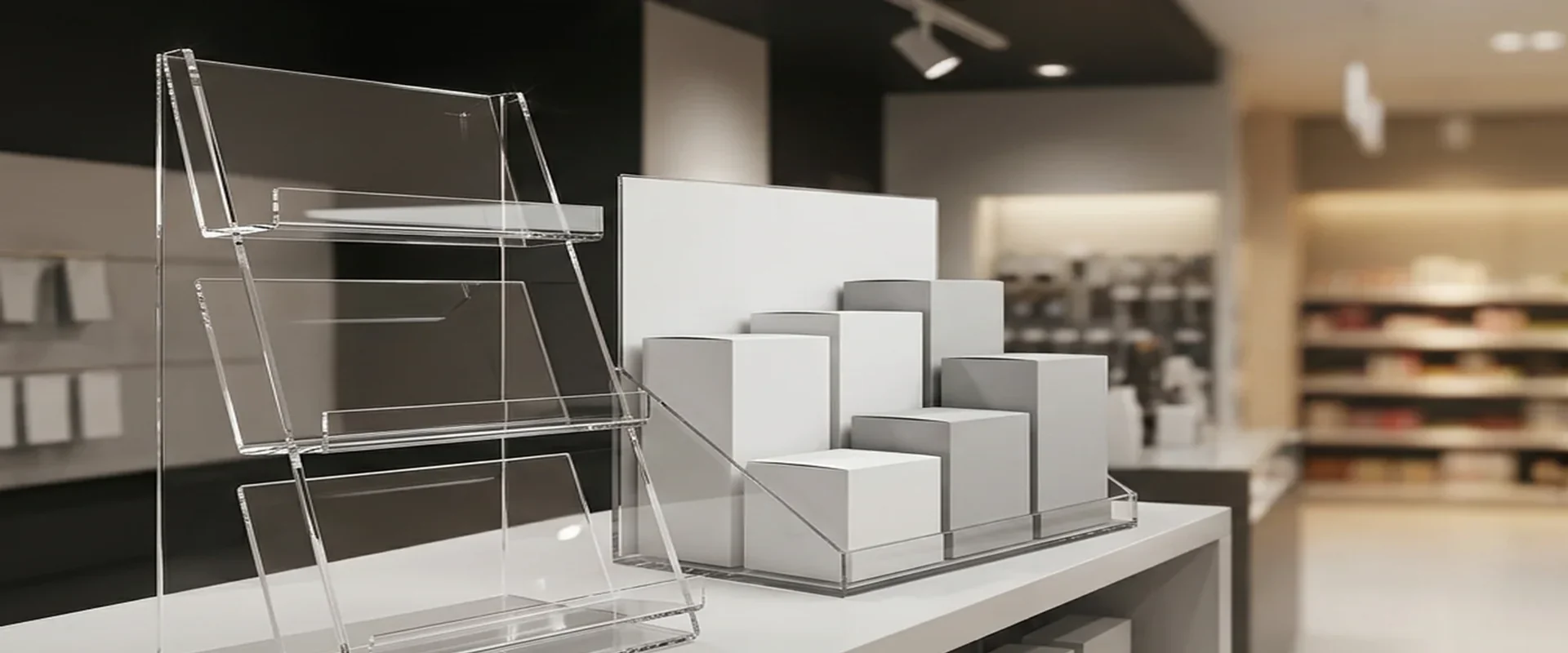 Custom POP and POS acrylic displays for retail — countertop, floor-standing, and branded formats