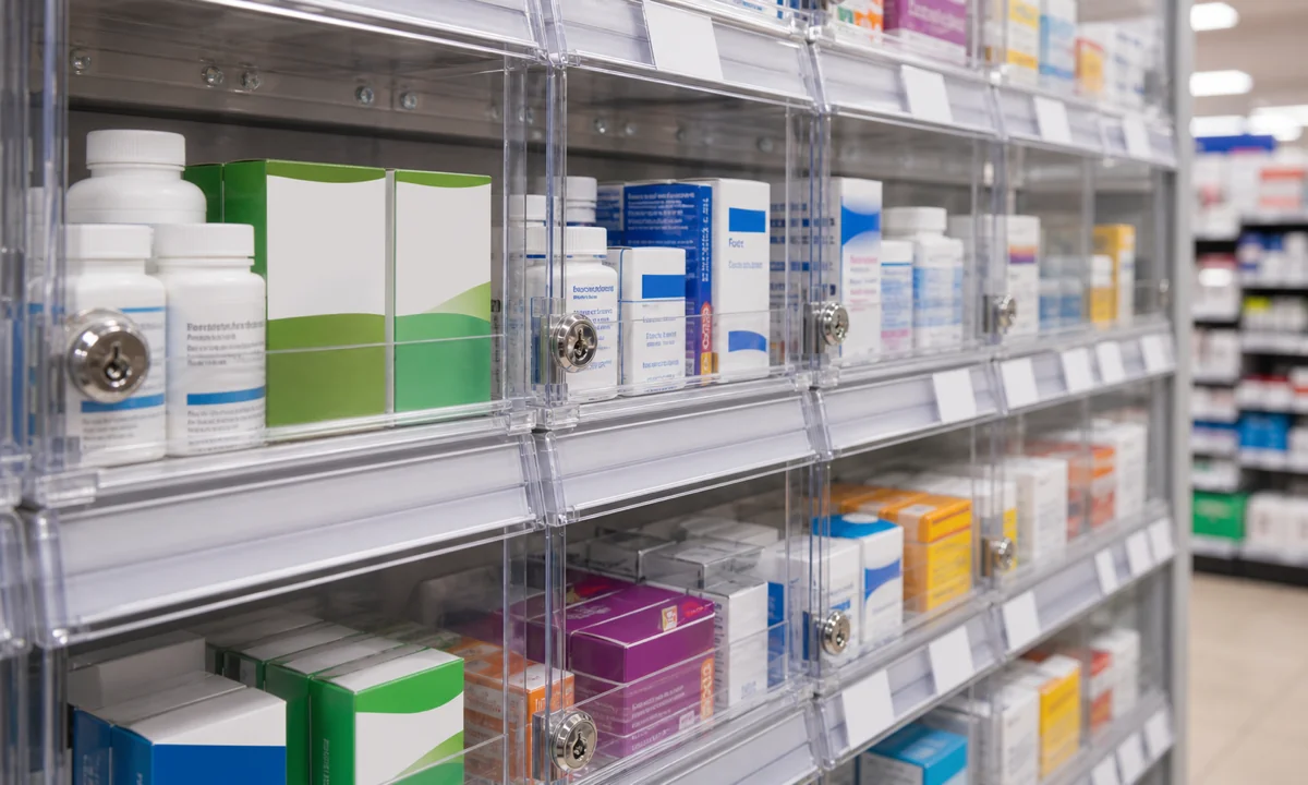 Pharmacy OTC Locking Acrylic Display: 18-Store Chain Cuts Theft 64%