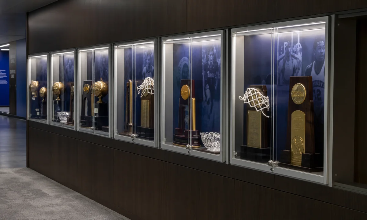 8 Locking Trophy Cases for a University Athletics Hall Renovation