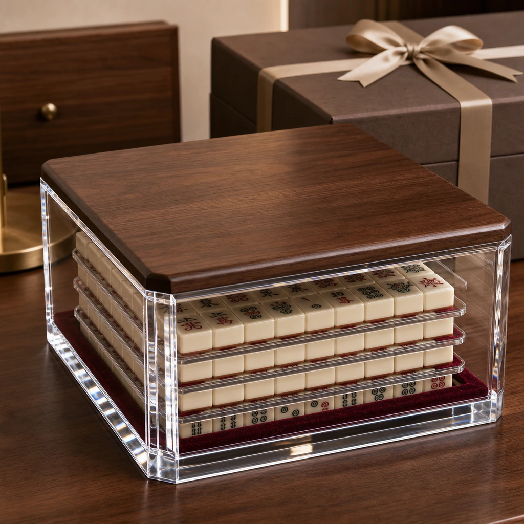 Corporate Client-Gift Wood-Laminated Build — custom acrylic mahjong case project