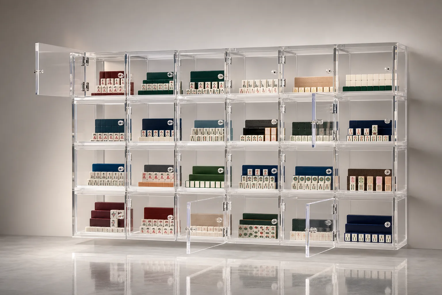 Boutique Mahjong Lounge — Member Locker Wall — custom acrylic mahjong project