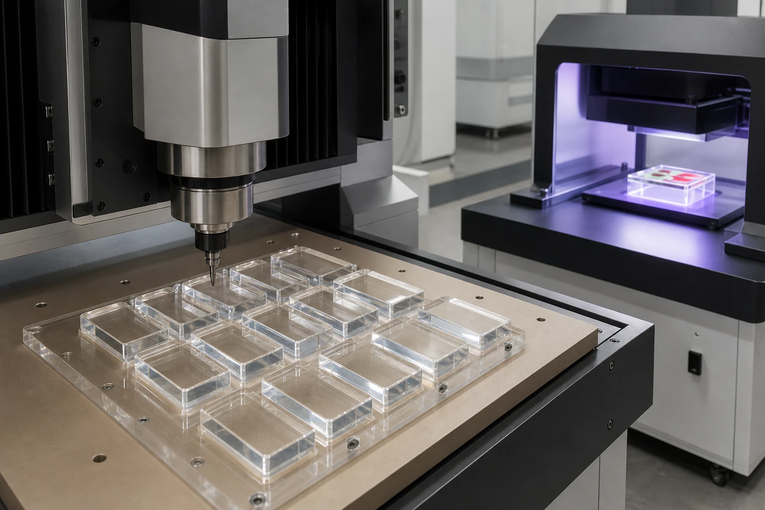 Wetop Shenzhen mahjong tile production line — CNC cutting, laser engraving, UV print, spectrophotometer QC