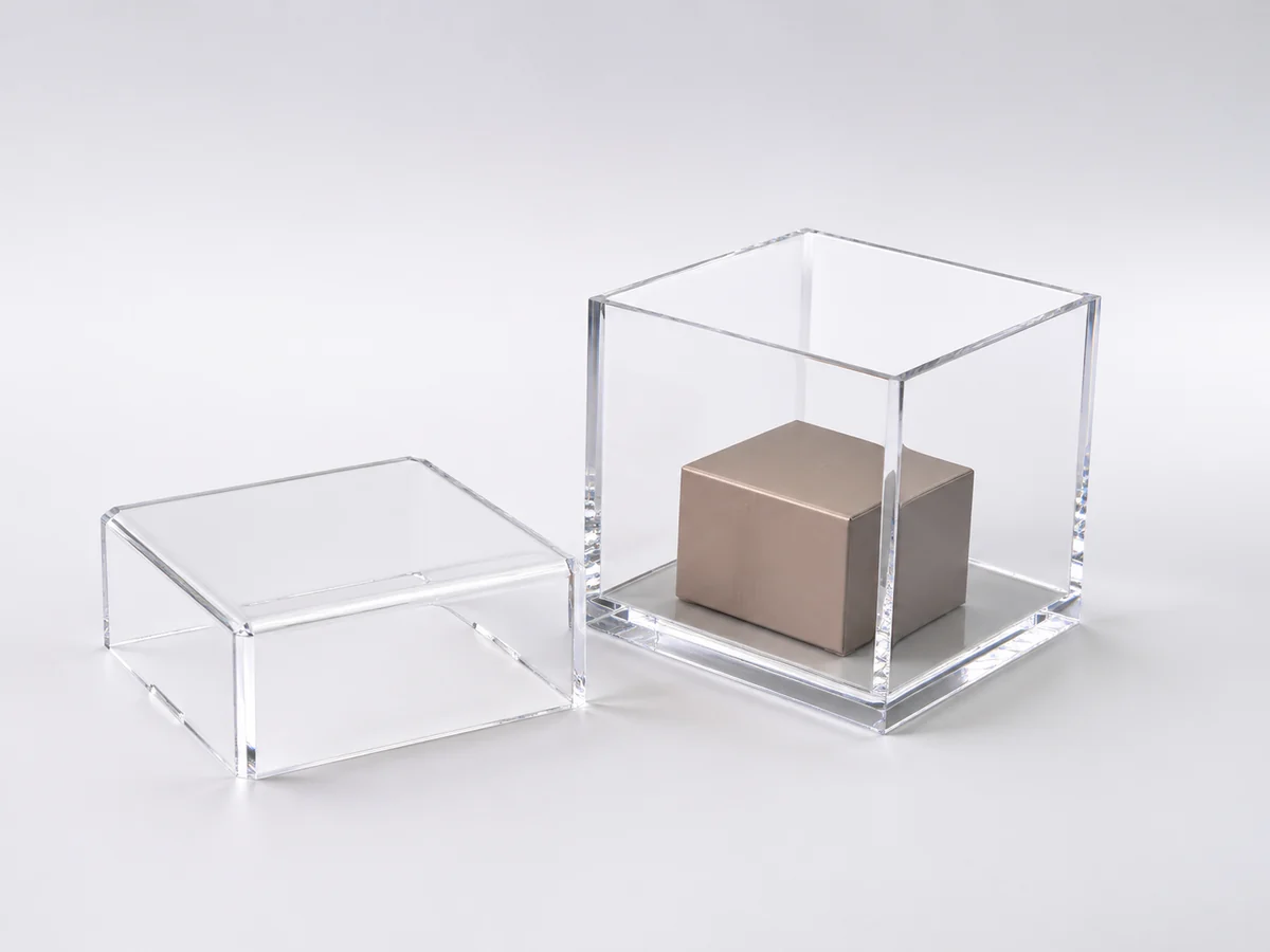 Open-front Cube Cases — acrylic countertop display case format