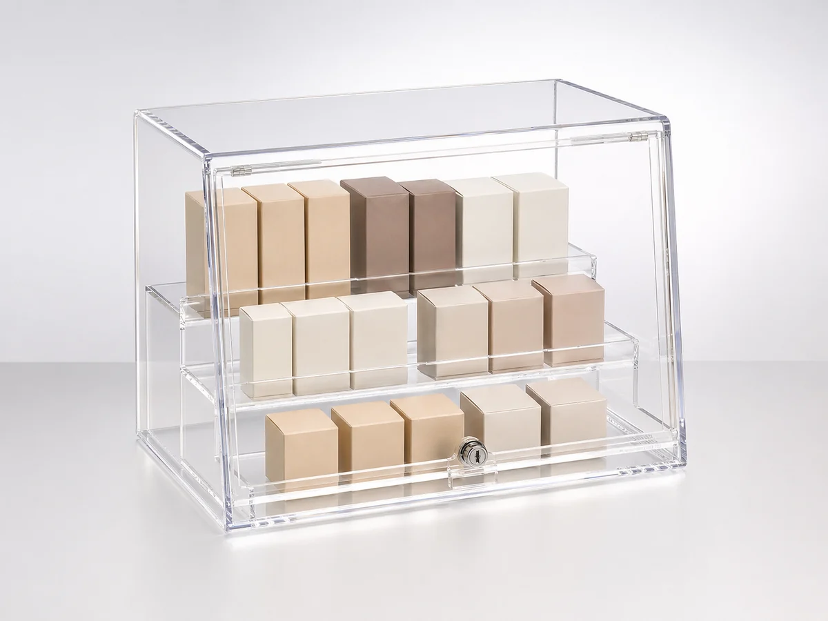 Multi-Tier Riser Cases — acrylic countertop display case format