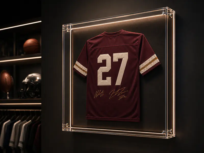 Sports Memorabilia Wall Display Cases — custom large acrylic display case project