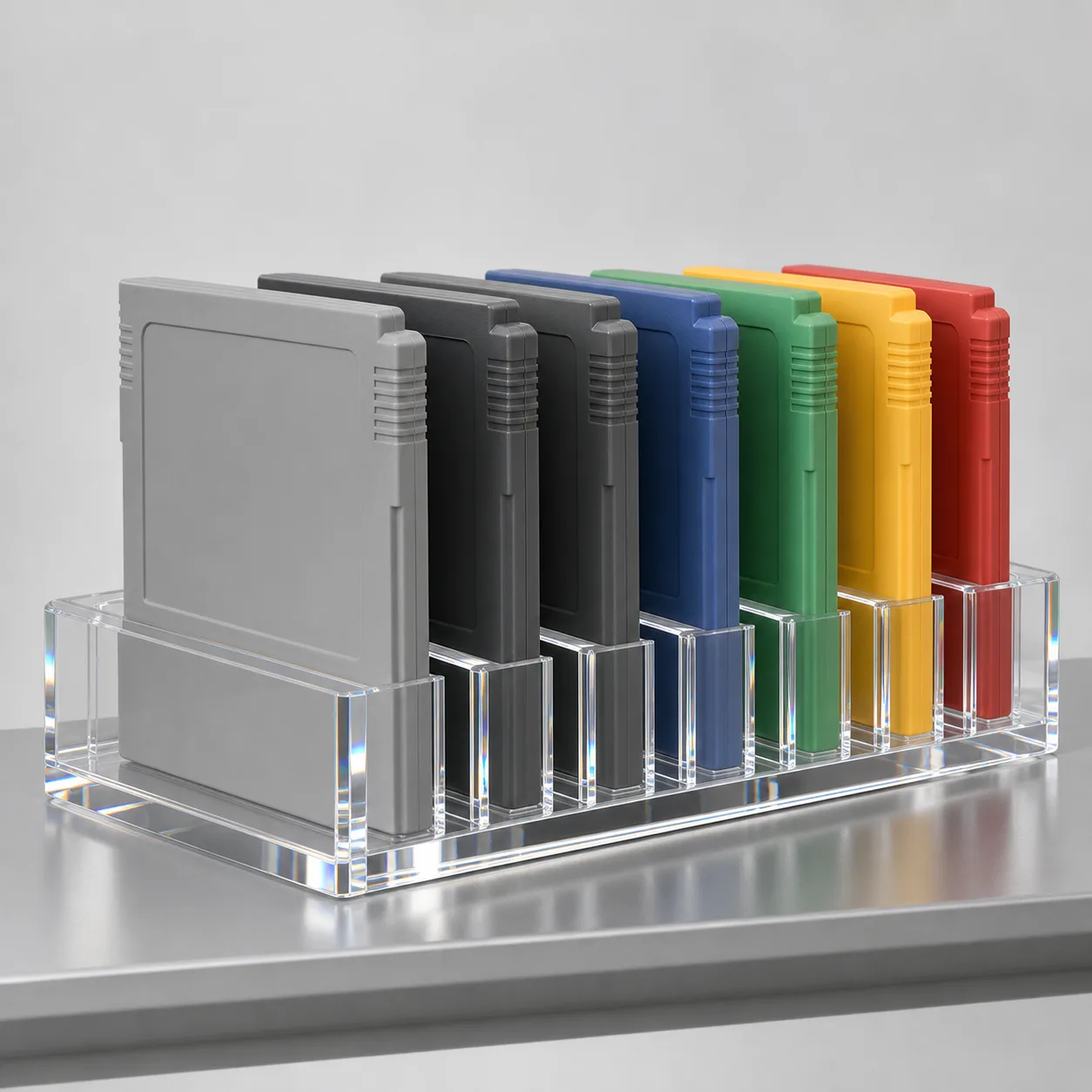 Retro Cartridge Display Block (6-slot) — custom video game acrylic display case project