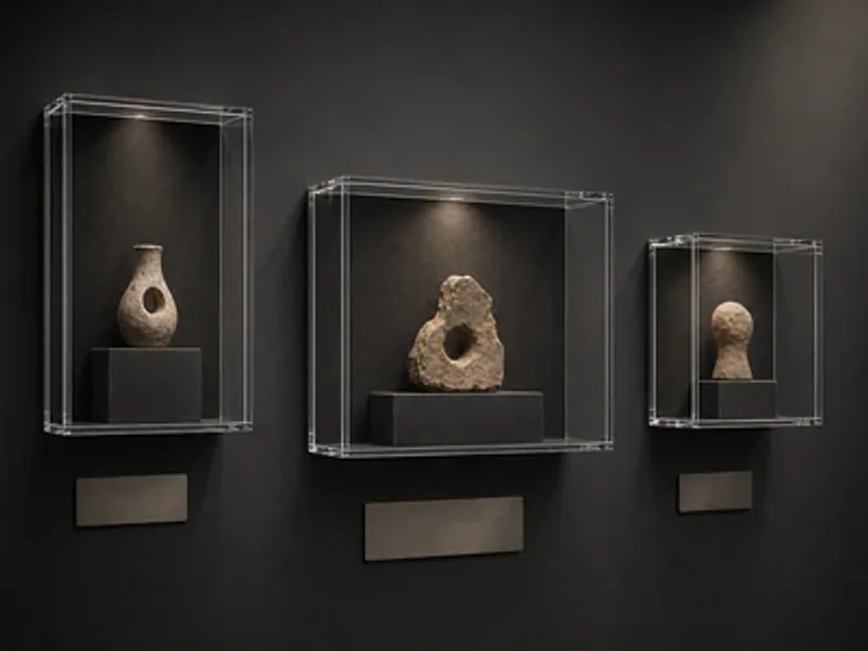 Museum Artifact Wall Cases — custom wall mounted acrylic display case project