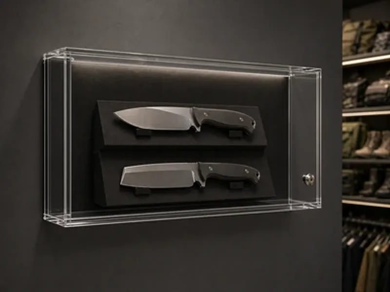 Knife and Firearm Retail — wall mounted acrylic display case use case